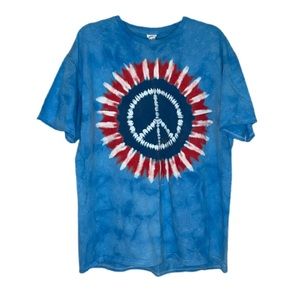Liquid Blue Tie Dye Peace Sign Tee Shirt